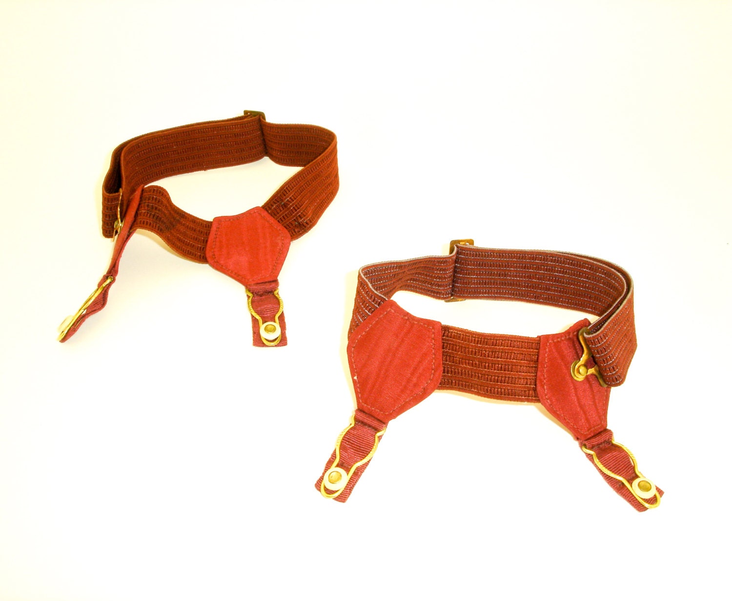 40s50s Mens Sock Garters Vintage Big Band Swing Era Burgundy