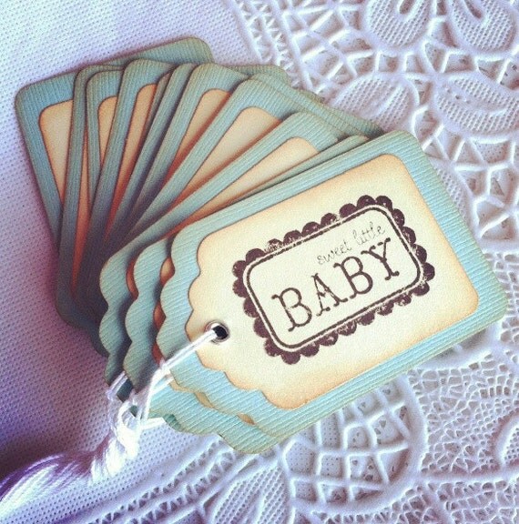 Items similar to Sweet Little Baby Blue Gift/Wish/Advice Tag on Etsy