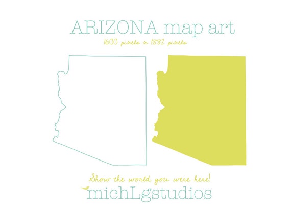 Arizona map art/clip art by michLgstudios on Etsy