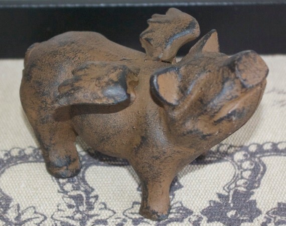 Cast iron metal flying pig Rustic vintage by vintagegiraffe