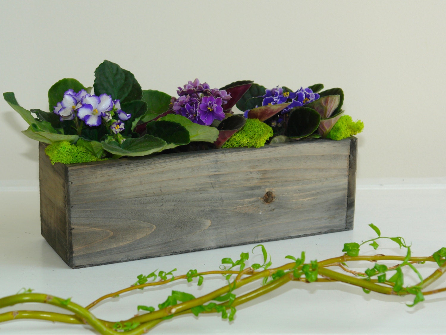 wood box woodland planter flower box rustic pot by aniamelisa
