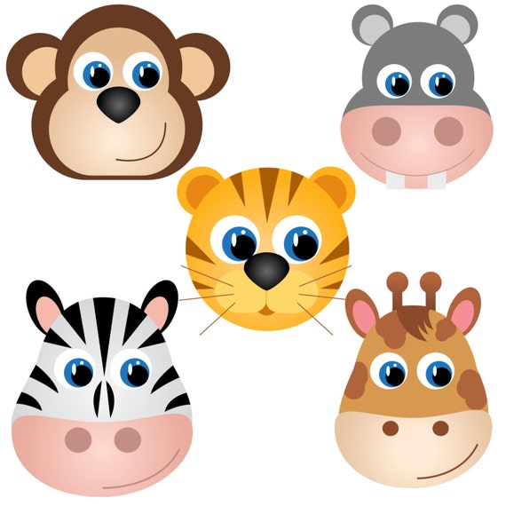 Animal Faces clip art set 10 designs. INSTANT DOWNLOAD for