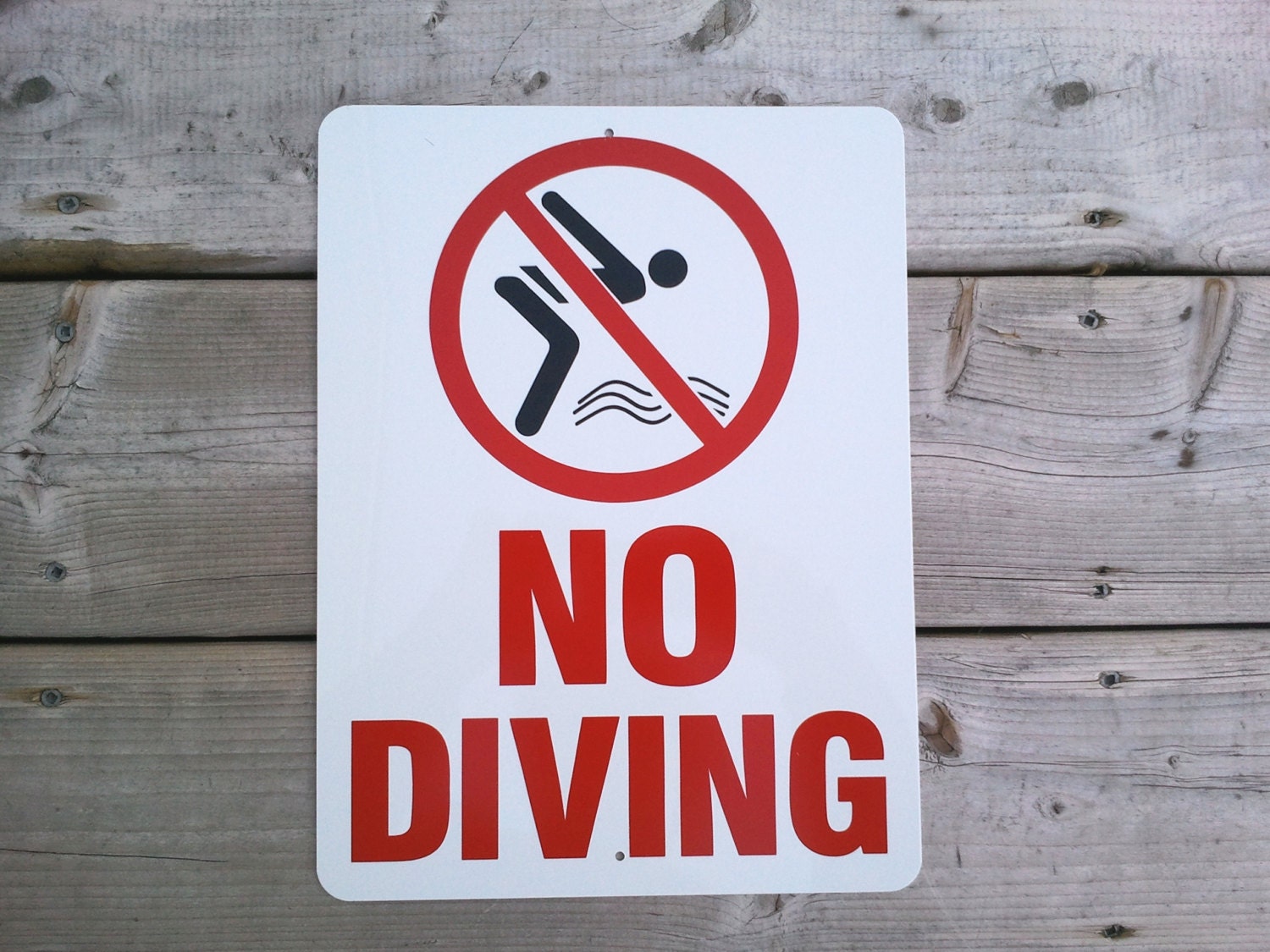 No Diving sign. Swimming pool cottage beach lake by MrsRshop