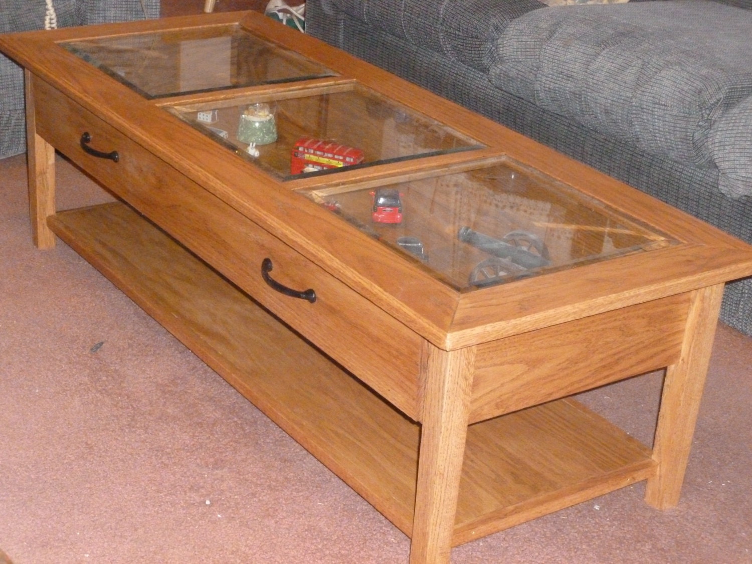 Oak and Glass Coffee Table / Display Case by JohnScripture on Etsy