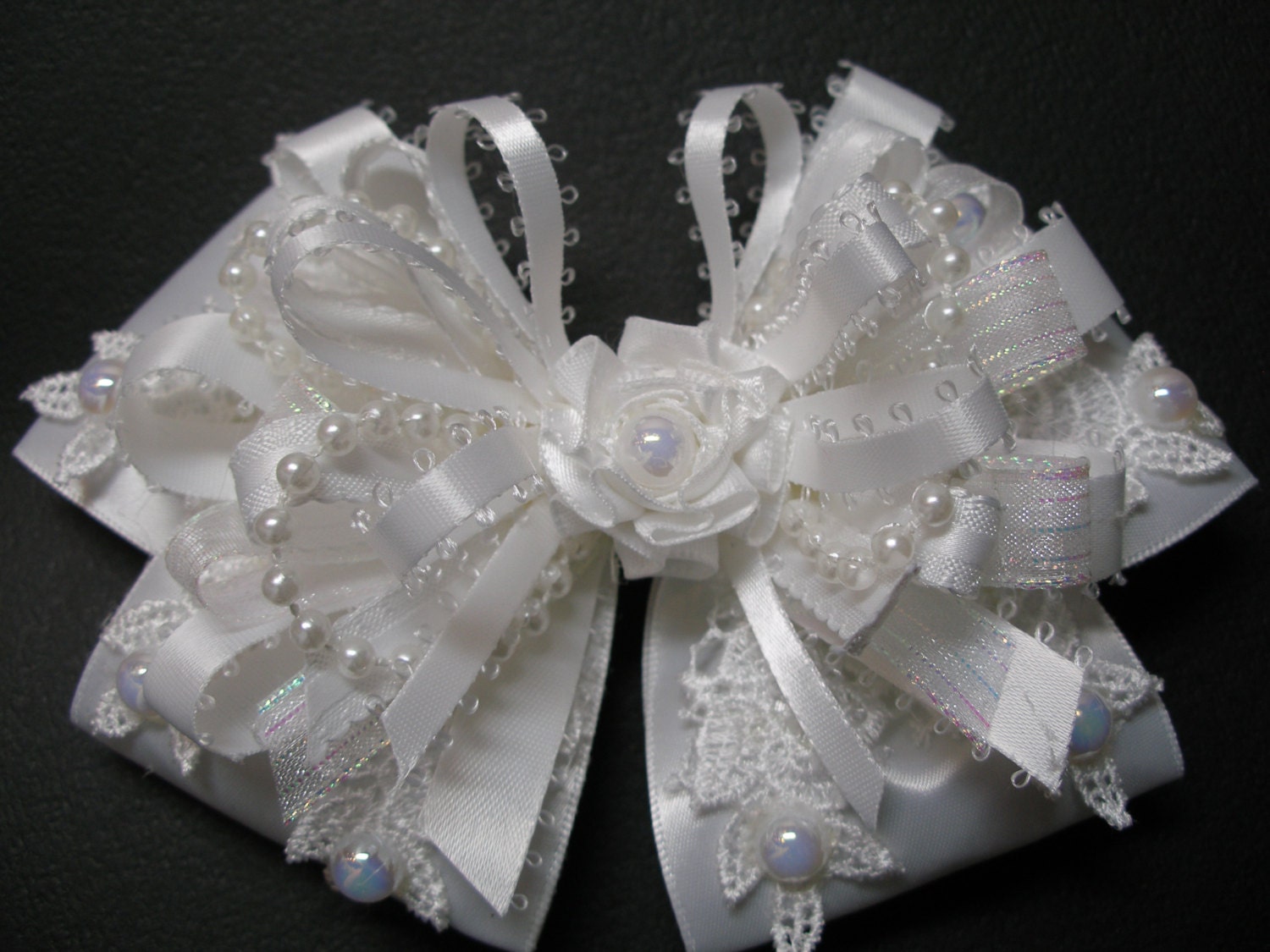 white bridal hair bow