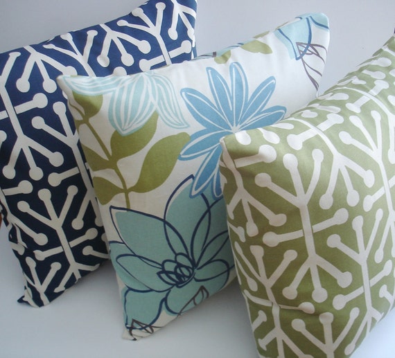 Pillow Covers 3 Accent Pillows . Blue navy olive by Bungalow17