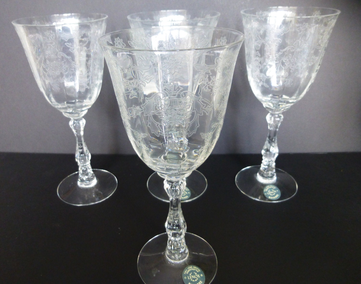 Vintage Set of 4 Lenox Navarre Water Goblets