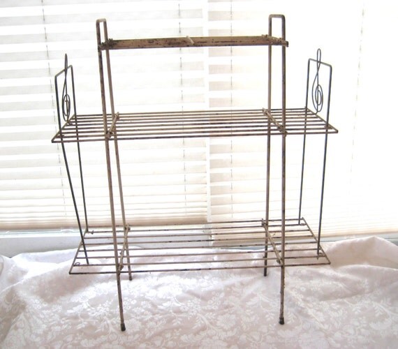 Metal shelves wrought iron wire plant shelves stand rustic