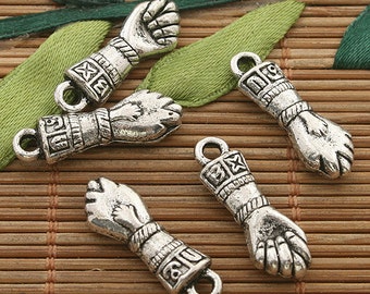 20pcs dark silver tone hand pendant charm h3655