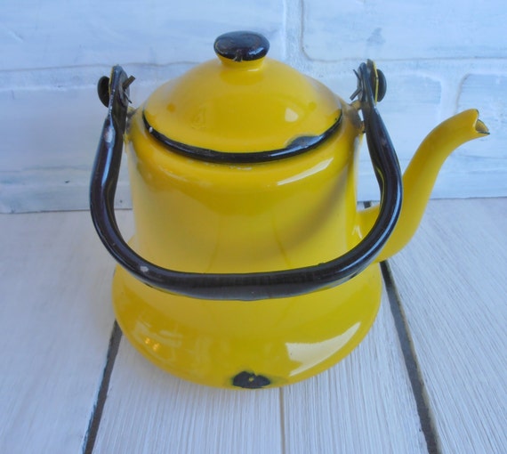 Sunshine Yellow Enameled Tea Kettle