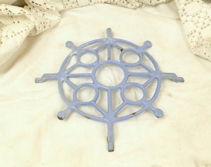 Vintage French Cast Iron Enameled Pale Blue Trivet / Heat Mat / Cottage Kitchenware / French Country Decor/ Retro Home Interior/ Kitchenalia Vintage French Cast Iron Enameled Pale Blue Trivet / Heat Mat / Cottage Kitchenware / French Country Decor/ Retro Home Interior/ Kitchenalia