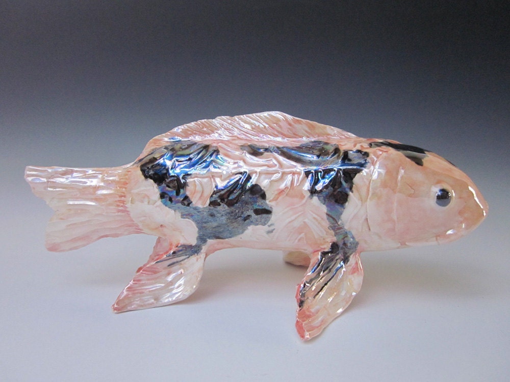 Koi Fish Sculpture Hand Made Fish Ceramic Koi Fish Koi by KoiJoy