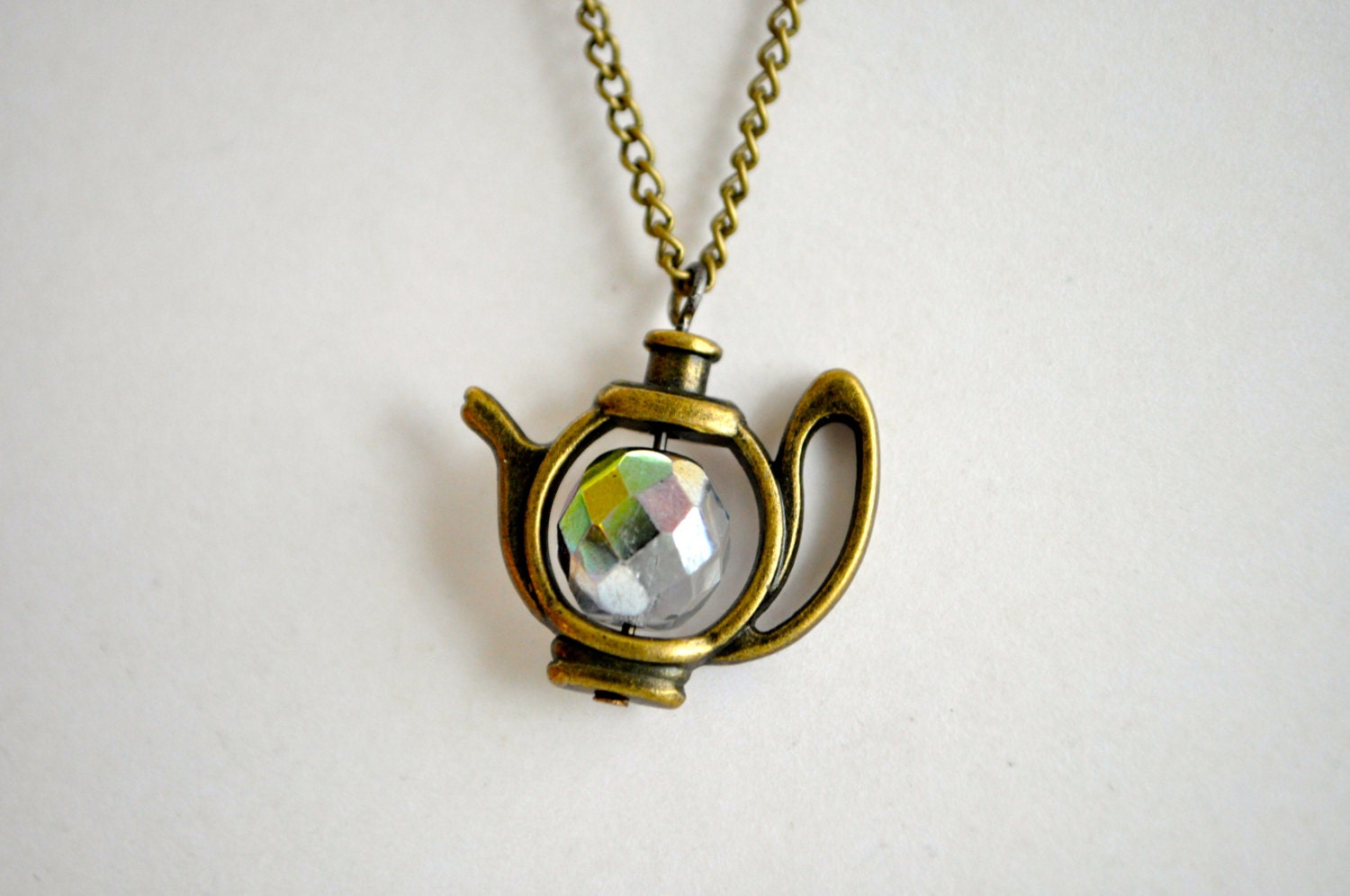 alice in wonderland tea pot necklace vintage style by AllSheCraves