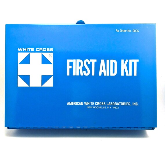 Items similar to Blue Metal First Aid Kit Science Laboratory Lab