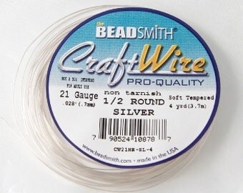 21 Gauge Half Round Silver Craft Wire Non Tarnish