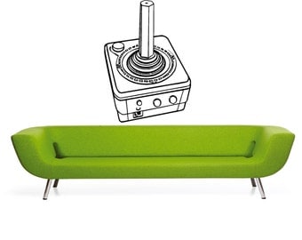 Atari Retro Joystick - Wall Decal - Wall art Sticker - ( black outline shown )