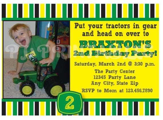 Handmade John Deere Birthday Invitations 2