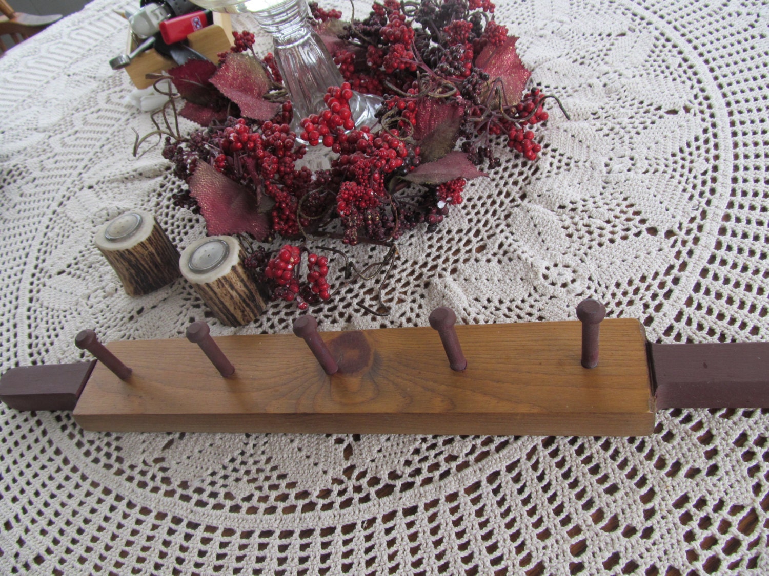 Rustic Red Kitchen Utencil Rack Primitive Kitchen Herb Drying Rack ...