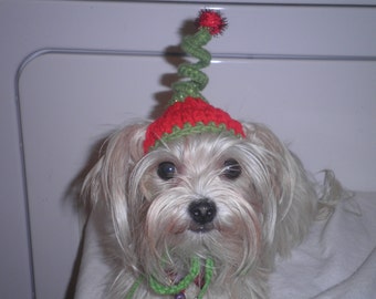 Santa Helper Dog or Cat Hats Crocheted Christmas Elf Whoville Inspired Fashion or Cindy Lou Who Costume