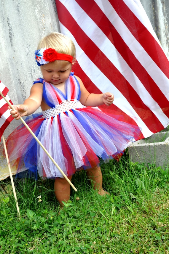 Items similar to Fourth Of July Tutu Dress with headband on Etsy