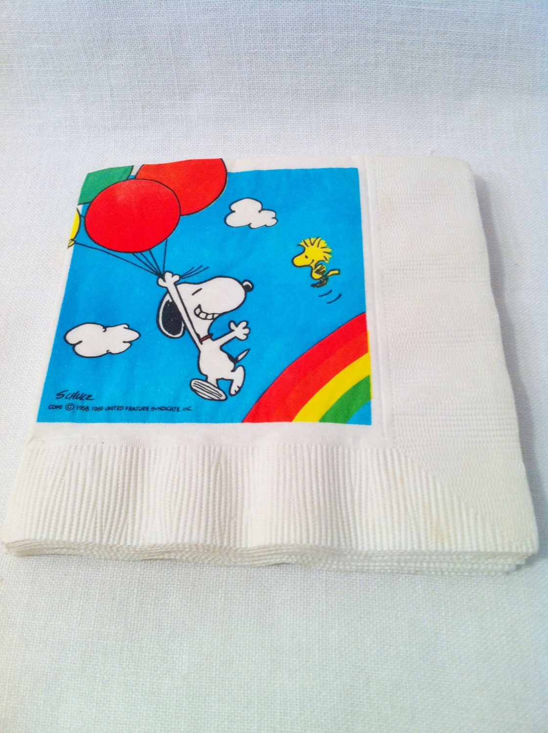 Retro Snoopy Woodstock Paper Napkins Rainbow Cocktail Size