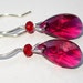 Ruby Pink Earrings Sterling Silver Cranberry Swarovski Pink Crystal Earrings Raspberry Pink l Earrings