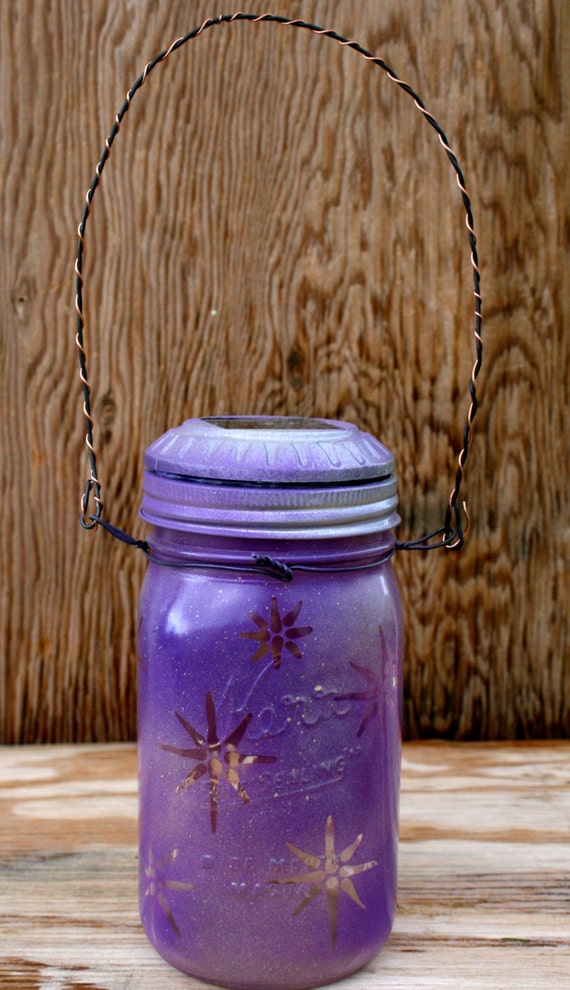 Canning Jar Solar Light Mason Jar Outdoor Light Purple and