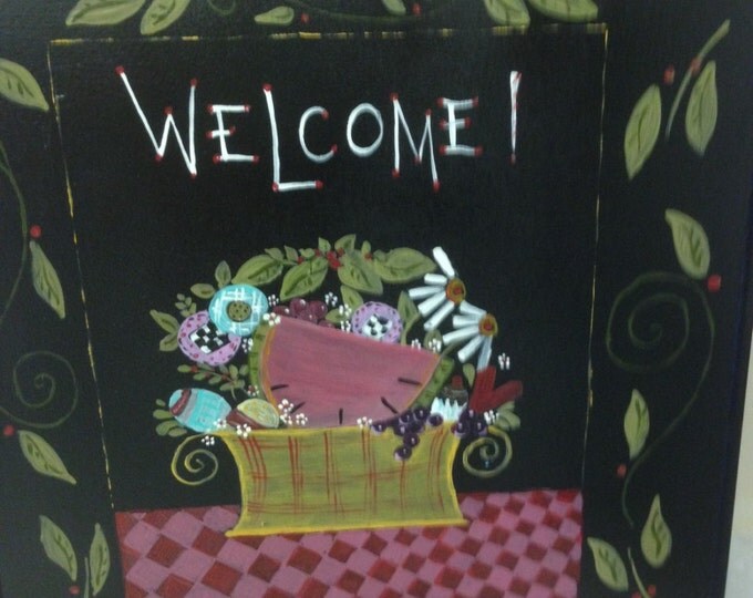 Welcome on a Wood Plaque