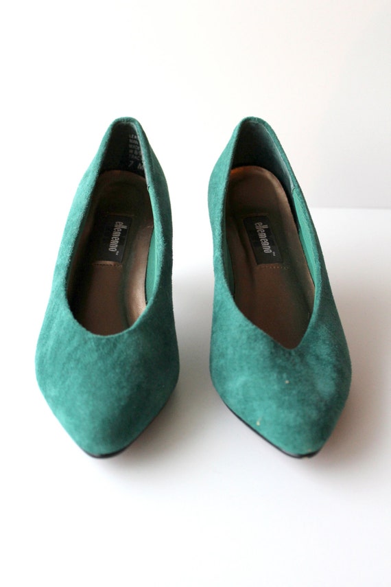 Vintage 90's Suede Teal Shoes Women's Size 7