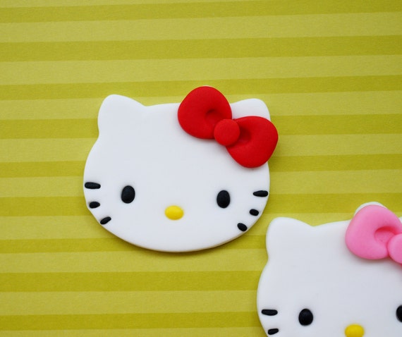 12 Edible Fondant Hello Kitty Inspired Cupcake Toppers Il_570xn