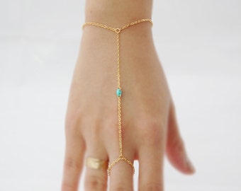 Simple Hand Bracelet with Double Drilled Hole Czech Bead, Gladiators Bracelet Hand Bracelet Finger Bracelet Slave Bracelet