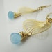 Sky blue chalcedony wire wrapped earrings, gemstone earrings, filigree leaf earrings, dangle earrings, handcrafted jewelry, lovely, fsb