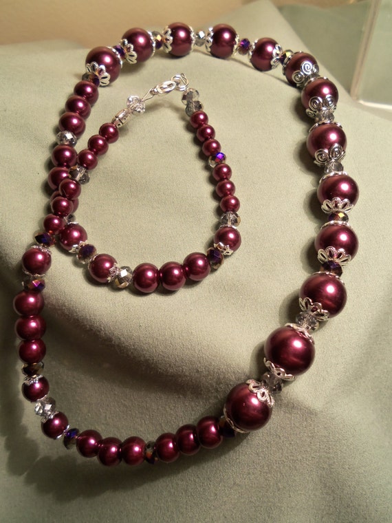 Burgundy Pearl Necklace
