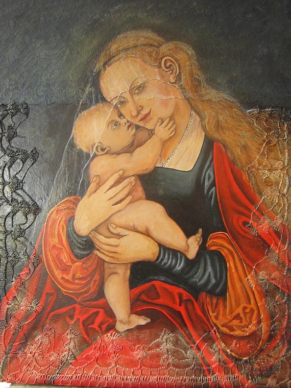 Items similar to Virgin Mary oil painting on Etsy