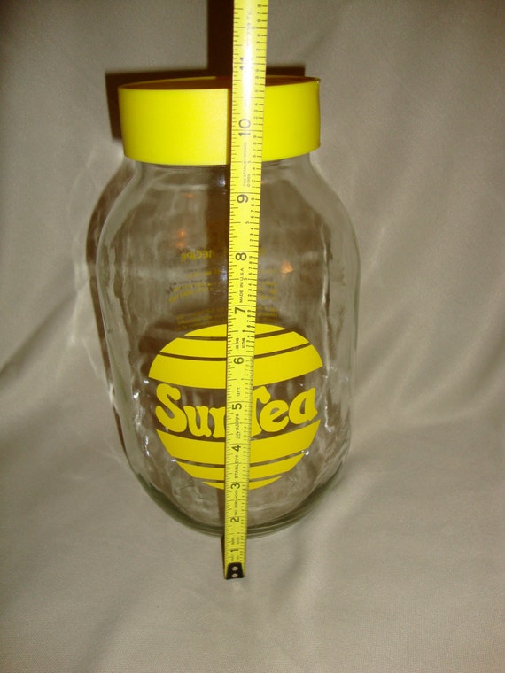 Vintage Sun Tea Jar Glass Pitcher Yellow SunTea with Lid