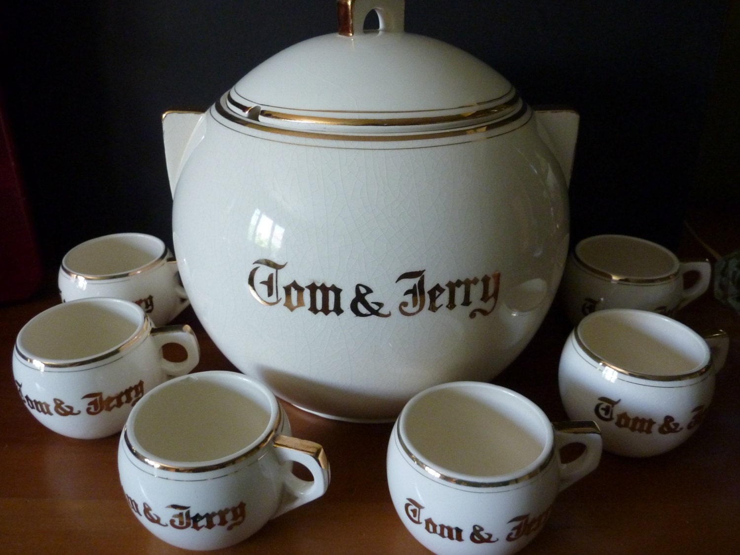 Vintage Made In Japan Set Tom And Jerry Punch Bowl 12 Cups