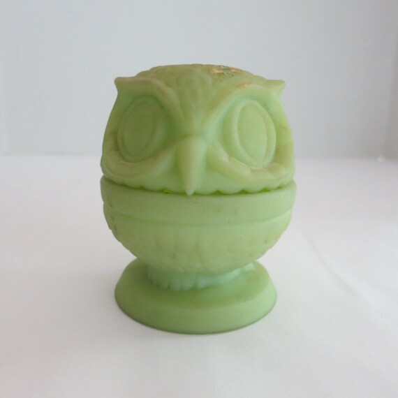 Fenton Owl Green Fairy Lamp Light Antique