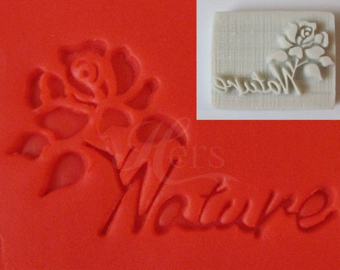 Handmade Cookie Stamp Seal Soap Stamp - Rose with text "Nature"