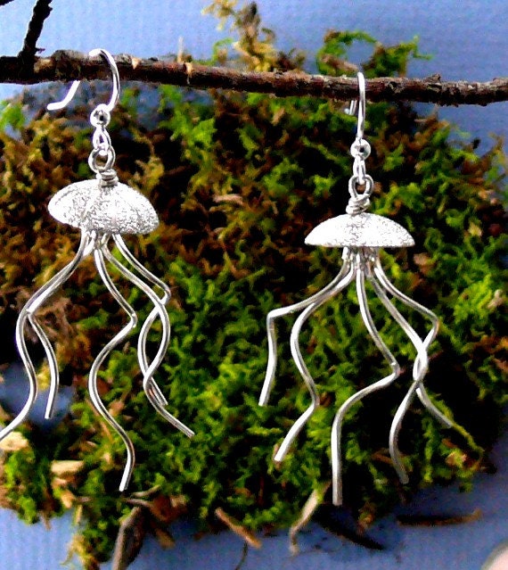 Jellyfish Earrings Sterling Silver Hand Fabricated