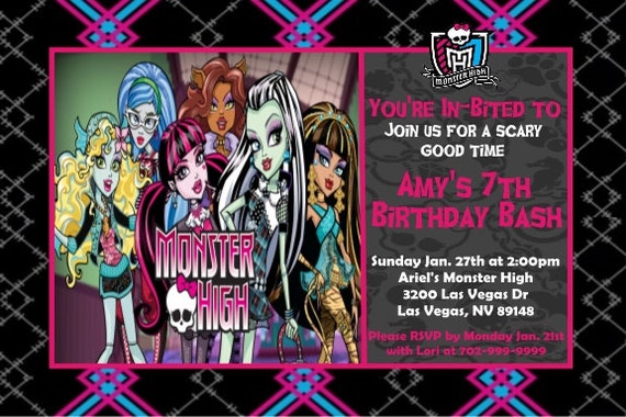 Monster High Invitation Cards 5