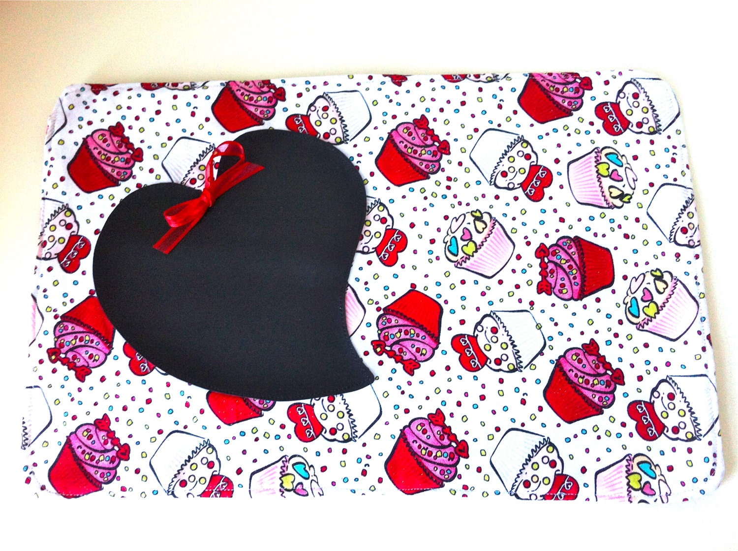 Valentines Placemat with Chalk Cloth Heart