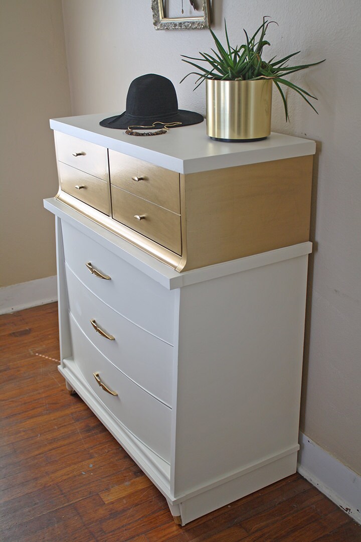 Portfolio Gold and White Chest of Drawers