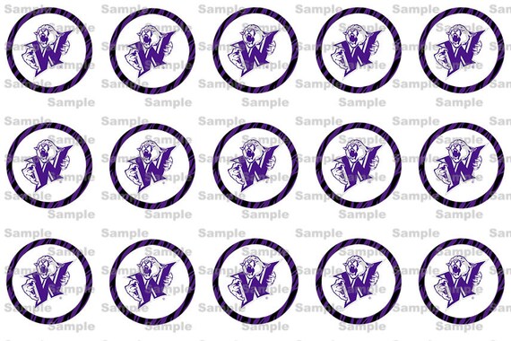 Wildcats Mascot Themed -- 1 inch circle 4x6 Digital Bottle Cap Collage -- INSTANT DOWNLOAD by Gloria's Digi Cards on Etsy Il_570xn