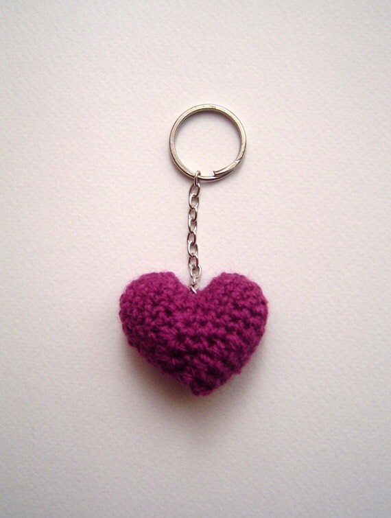 Items similar to Crochet Heart Keychain (Valentine's gift) on Etsy