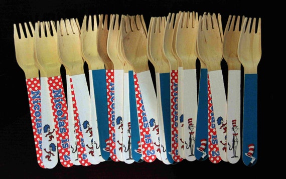 24 Wooden Forks or Spoons- Dr. Seuss Il_570xn