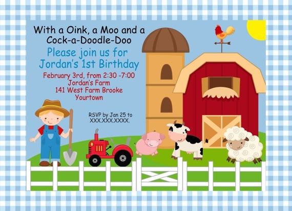 Items similar to Farm Animal Birthday Printable Invitation on Etsy