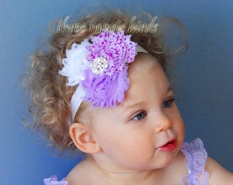 Baby Girl Hot Pink Hearts/Lavender White Headband,Baby 1st Birthday ...