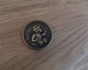 Brass Cupid Button - High Relief