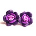 Purple Rose Earrings - 25mm Polymer Clay Beads, Silver Plated Stud Posts, Plum, Lavender, Lilac, Violet, Large Flowers, Statement Earrings