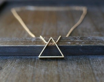Triangle Necklace / Upright Triangle Pendant on a Gold Filled Chain ... Modern Geometric Jewelry